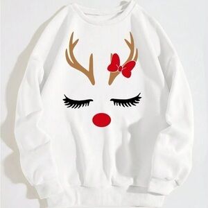 New plus size warm fleece Xmas Reindeer Print Pullover sweatshirt 🎄🎄🎄
